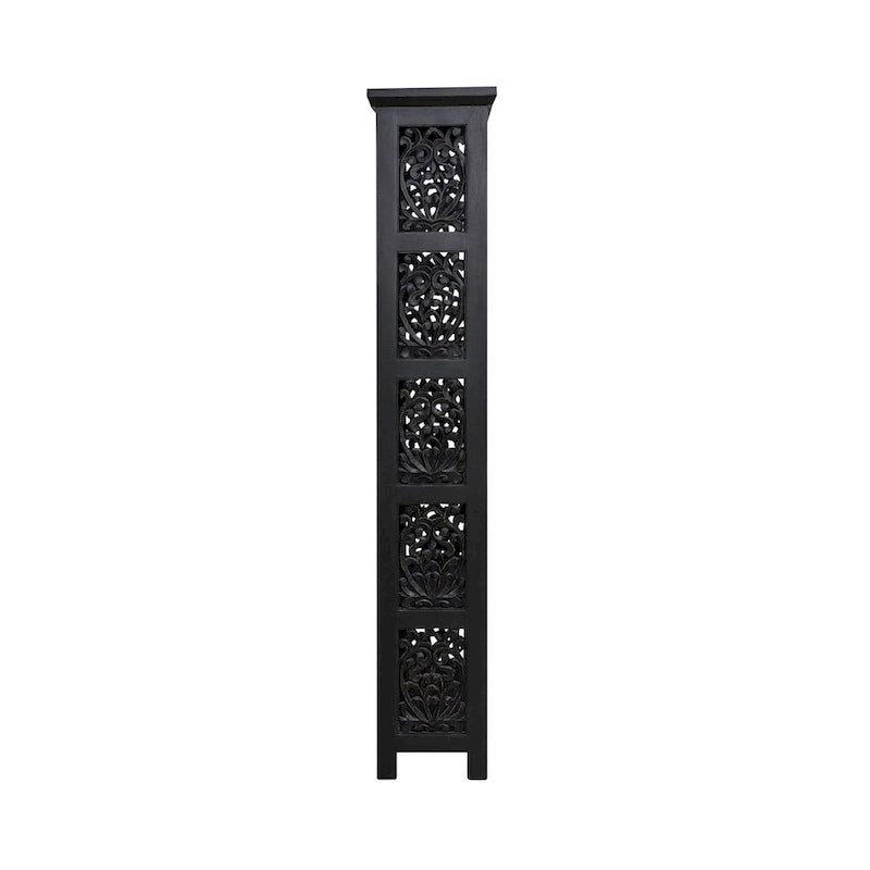 Bibliothèque d'appoint à 5 étagères en bois de manguier blanc/noir/gris, simple