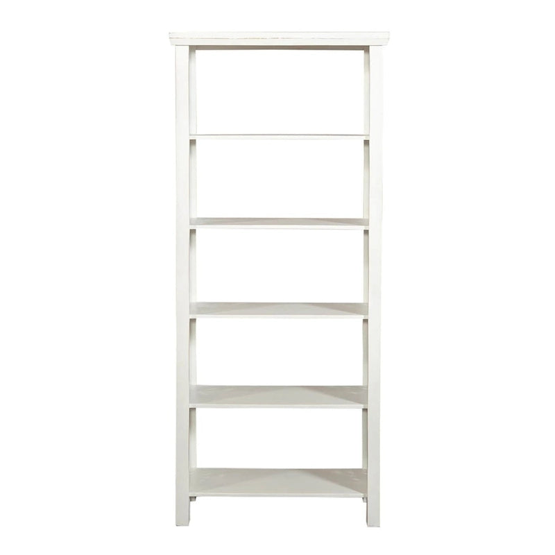 Bibliothèque d'appoint à 5 étagères en bois de manguier blanc/noir/gris, simple