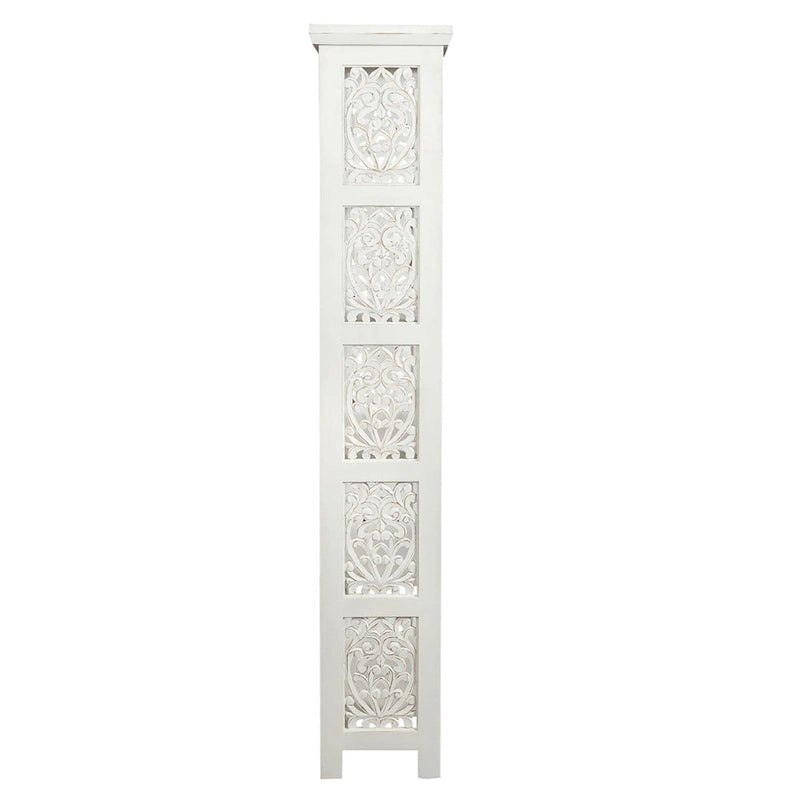 Bibliothèque d'appoint à 5 étagères en bois de manguier blanc/noir/gris, simple