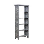 Bibliothèque d'appoint à 5 étagères en bois de manguier blanc/noir/gris, simple