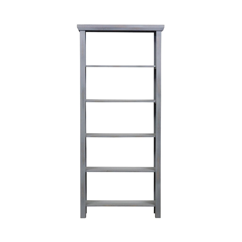 Bibliothèque d'appoint à 5 étagères en bois de manguier blanc/noir/gris, simple