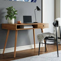 Bureau en noyer avec rangement ouvert et tiroir, 1 personne