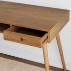 Bureau en noyer avec rangement ouvert et tiroir, 1 personne