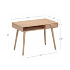 Bureau en noyer avec rangement ouvert et tiroir, 1 personne