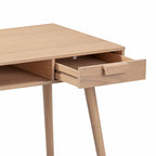 Bureau en noyer avec rangement ouvert et tiroir, 1 personne