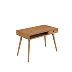 Bureau en noyer avec rangement ouvert et tiroir, 1 personne