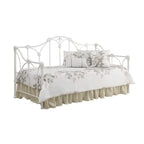 Lit de repos double en métal blanc avec arche florale, 1 place