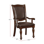 Fauteuil de salle à manger en similicuir expresso, style transitionnel, ensemble de 2