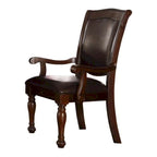 Fauteuil de salle à manger en similicuir expresso, style transitionnel, ensemble de 2