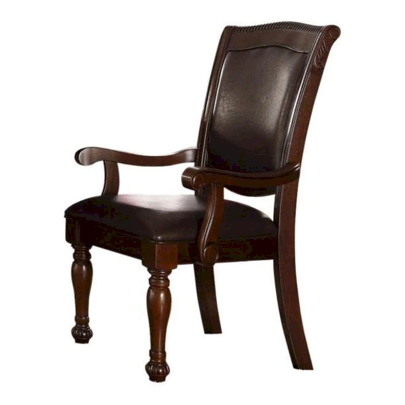 Fauteuil de salle à manger en similicuir expresso, style transitionnel, ensemble de 2
