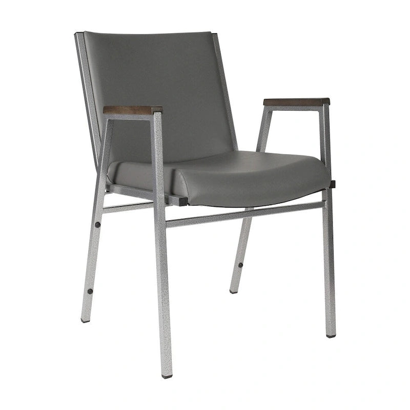 Fauteuil empilable en vinyle gris, une place