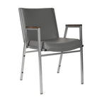 Fauteuil empilable en vinyle gris, une place