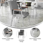 Fauteuil empilable en vinyle gris, une place