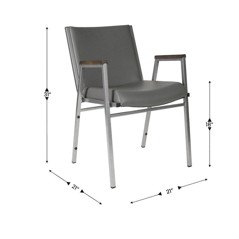 Fauteuil empilable en vinyle gris, une place