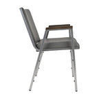 Fauteuil empilable en vinyle gris, une place