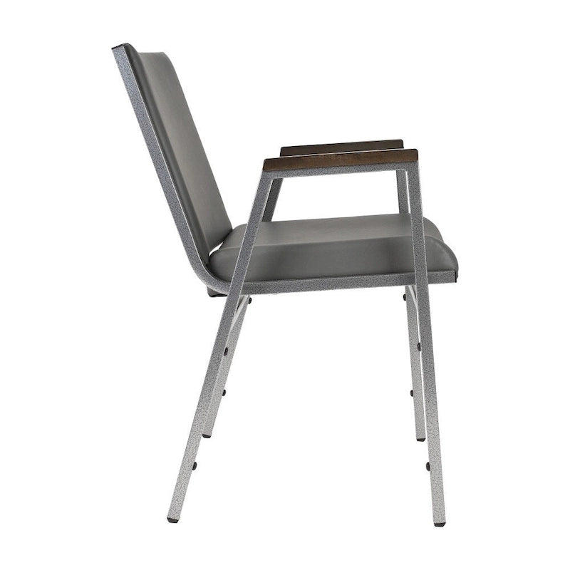 Fauteuil empilable en vinyle gris, une place