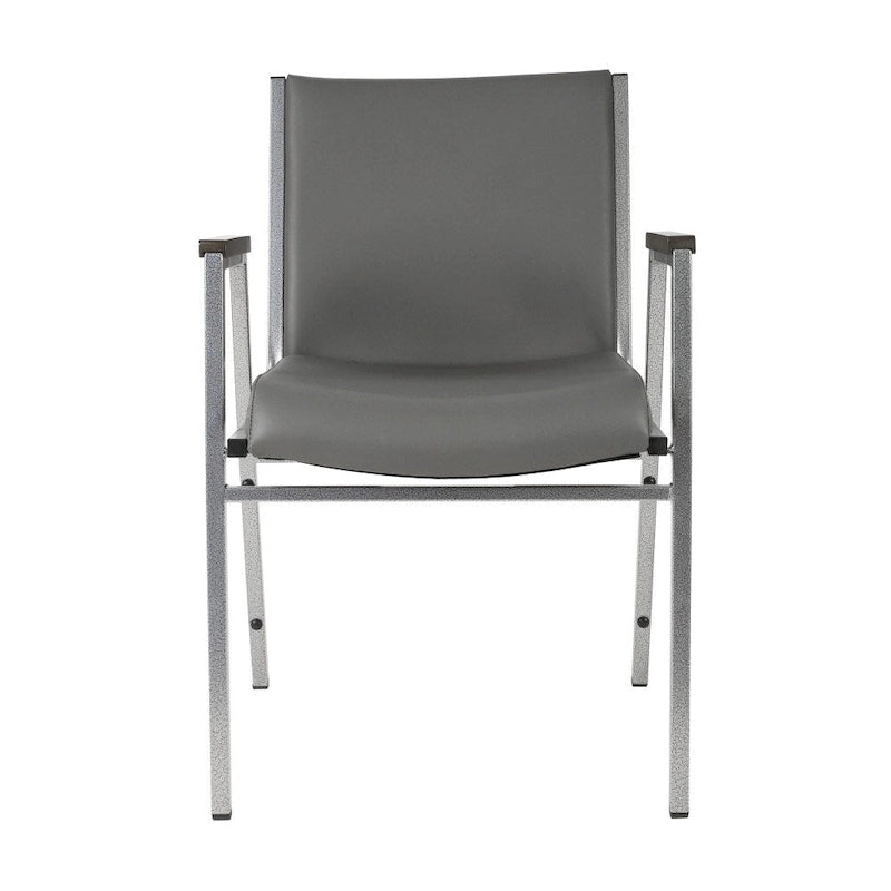 Fauteuil empilable en vinyle gris, une place