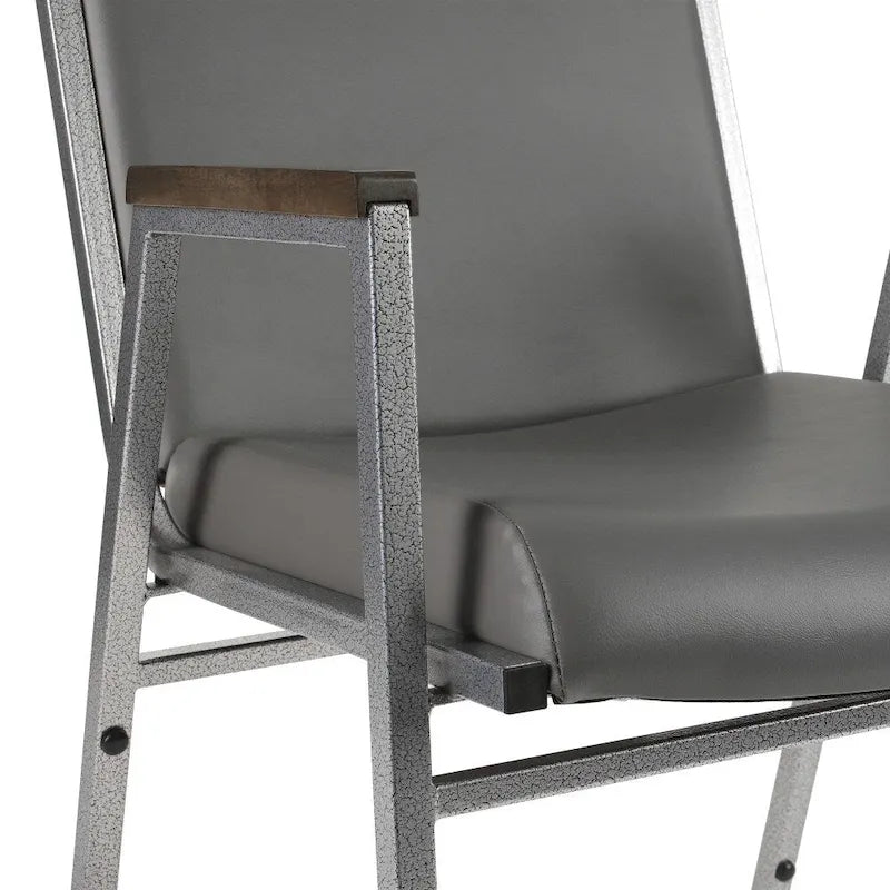 Fauteuil empilable en vinyle gris, une place