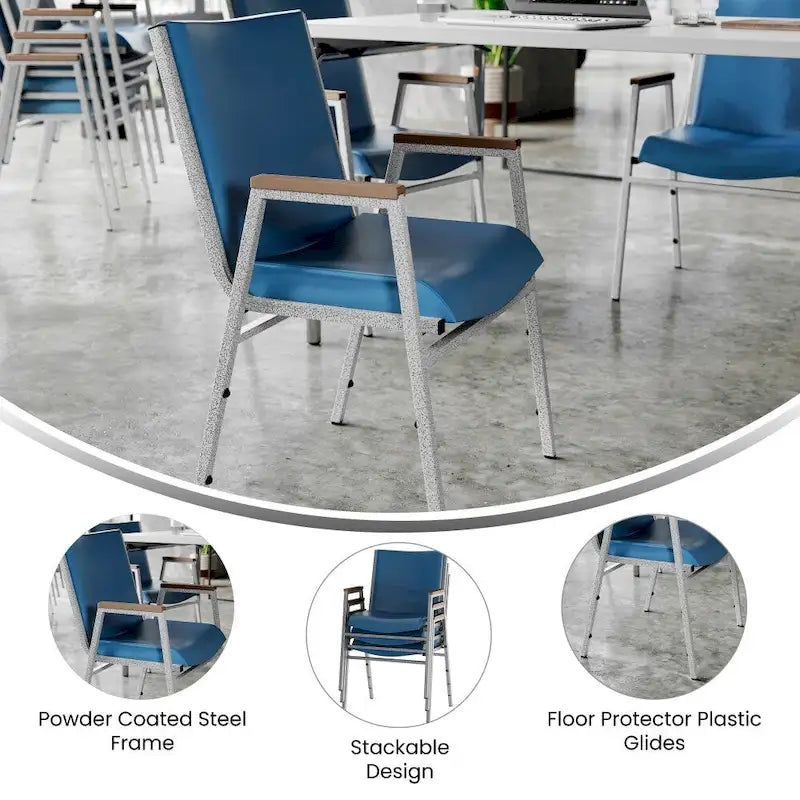 Fauteuil empilable en vinyle gris, une place