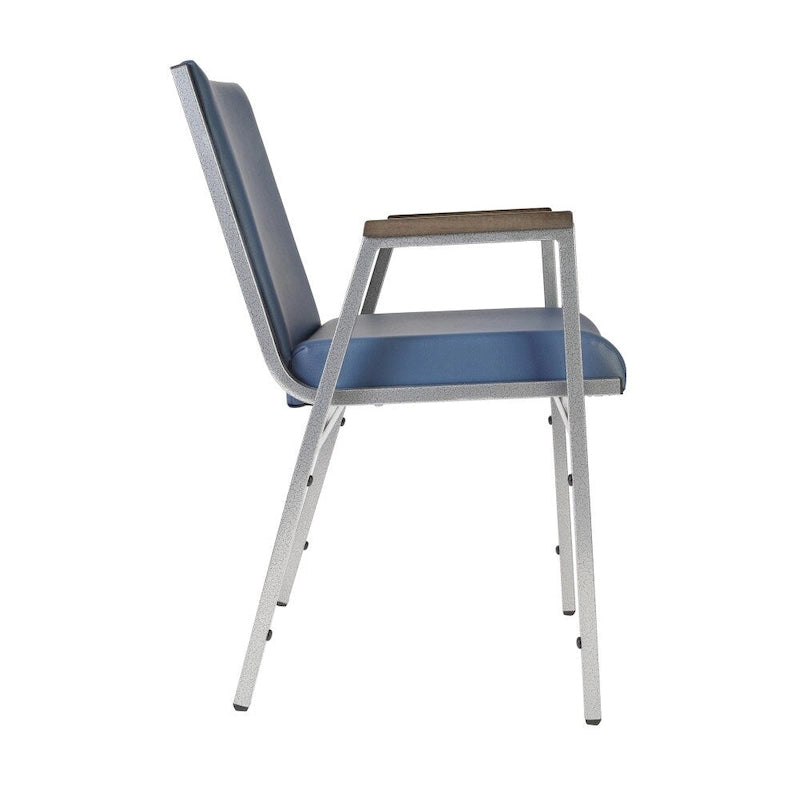 Fauteuil empilable en vinyle gris, une place