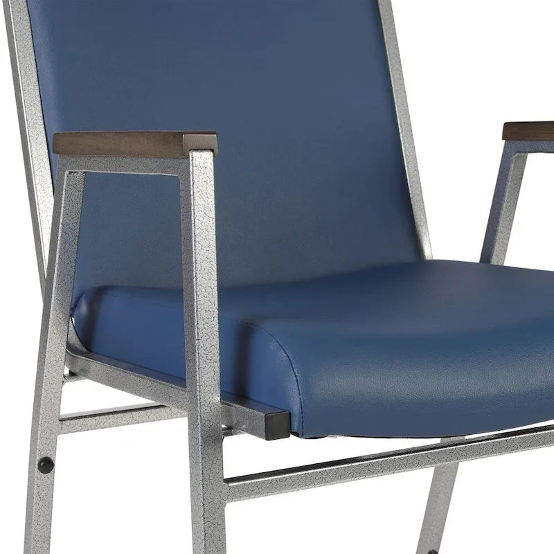 Fauteuil empilable en vinyle gris, une place
