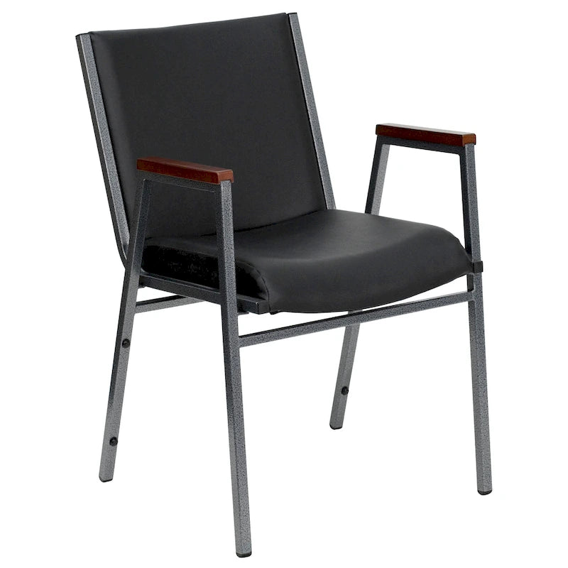 Fauteuil empilable en vinyle gris, une place