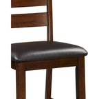Chaise sans accoudoirs hauteur comptoir en noyer brun, assise noire, ensemble de 2