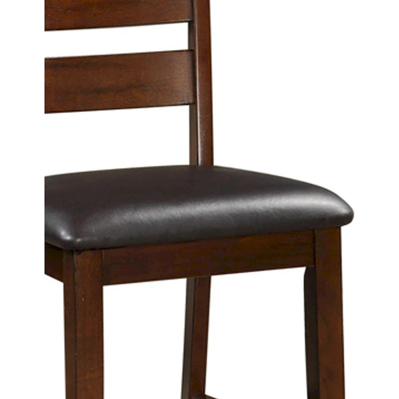 Chaise sans accoudoirs hauteur comptoir en noyer brun, assise noire, ensemble de 2