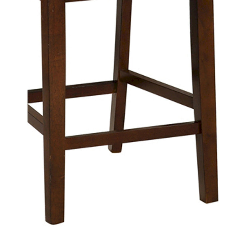 Chaise sans accoudoirs hauteur comptoir en noyer brun, assise noire, ensemble de 2