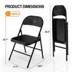 Chaise pliante noire / orange / bleue / beige, métal, lot de 4