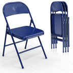 Chaise pliante noire / orange / bleue / beige, métal, lot de 4