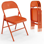 Chaise pliante noire / orange / bleue / beige, métal, lot de 4