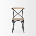 Chaise de salle à manger en bois brun clair et fer canon de fusil, ensemble de 2