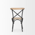 Chaise de salle à manger en bois brun clair et fer canon de fusil, ensemble de 2