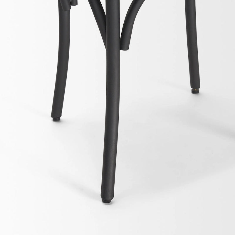 Chaise de salle à manger en bois brun clair et fer canon de fusil, ensemble de 2