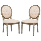 Chaises de salle à manger ovales capitonnées en chêne rustique, lot de 2