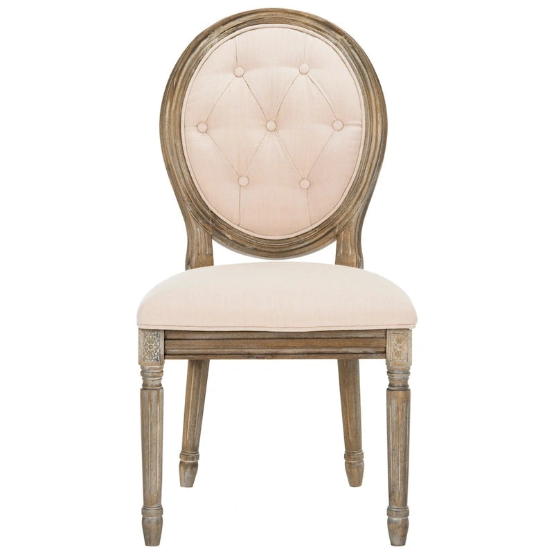 Chaises de salle à manger ovales capitonnées en chêne rustique, lot de 2