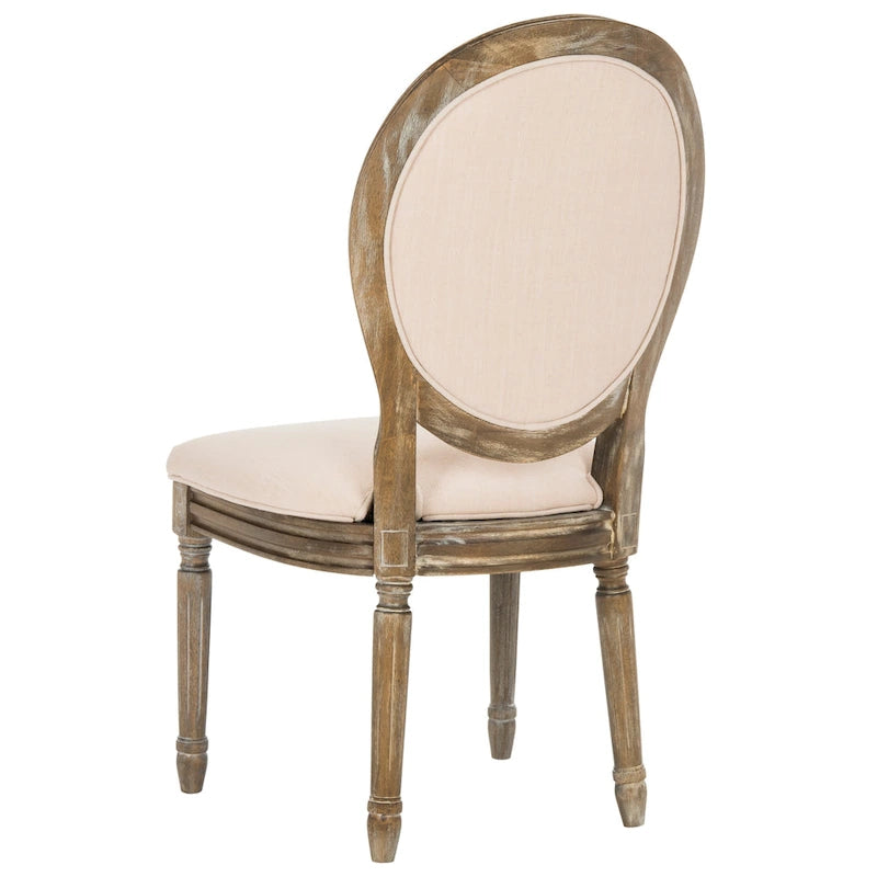 Chaises de salle à manger ovales capitonnées en chêne rustique, lot de 2