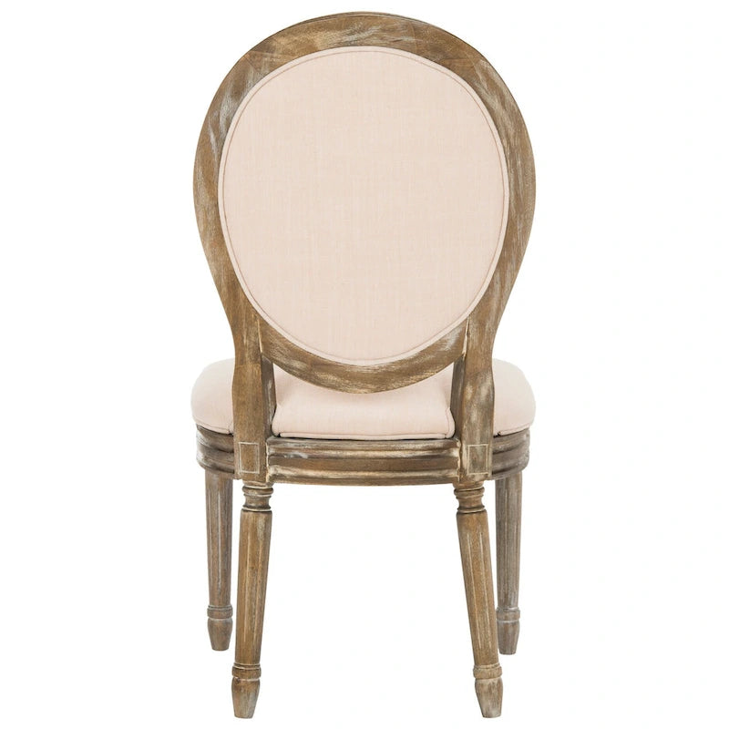 Chaises de salle à manger ovales capitonnées en chêne rustique, lot de 2