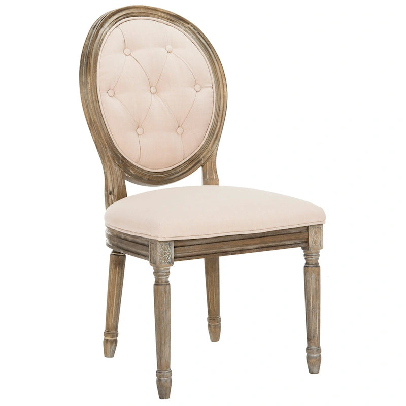Chaises de salle à manger ovales capitonnées en chêne rustique, lot de 2