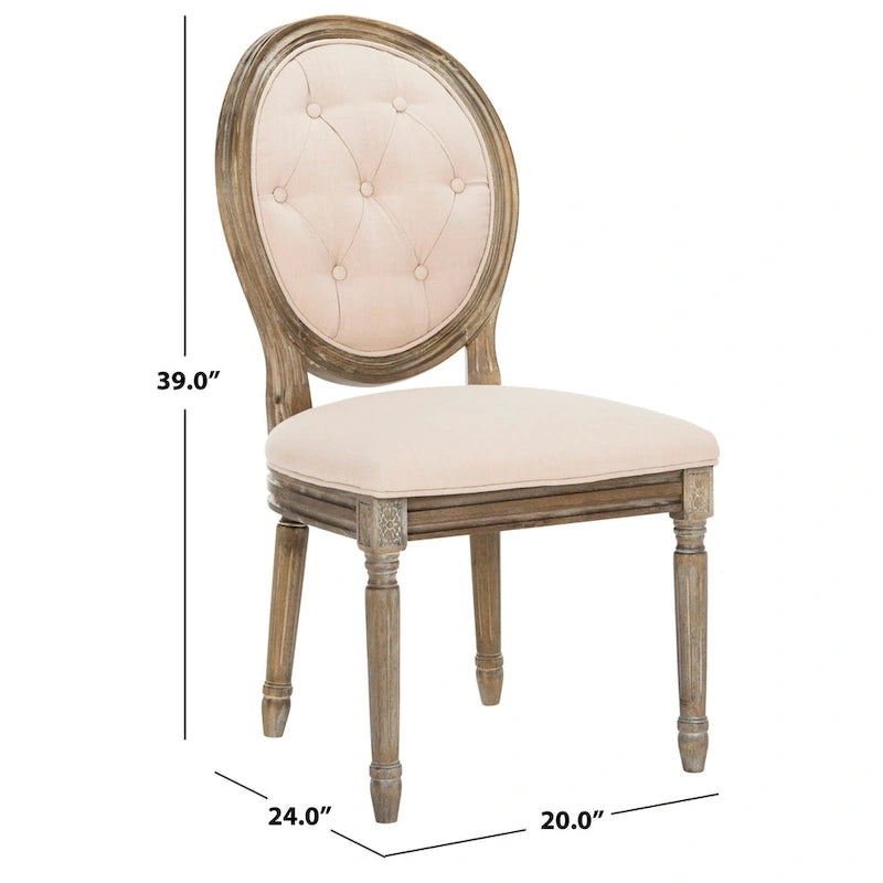 Chaises de salle à manger ovales capitonnées en chêne rustique, lot de 2