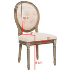 Chaises de salle à manger ovales capitonnées en chêne rustique, lot de 2