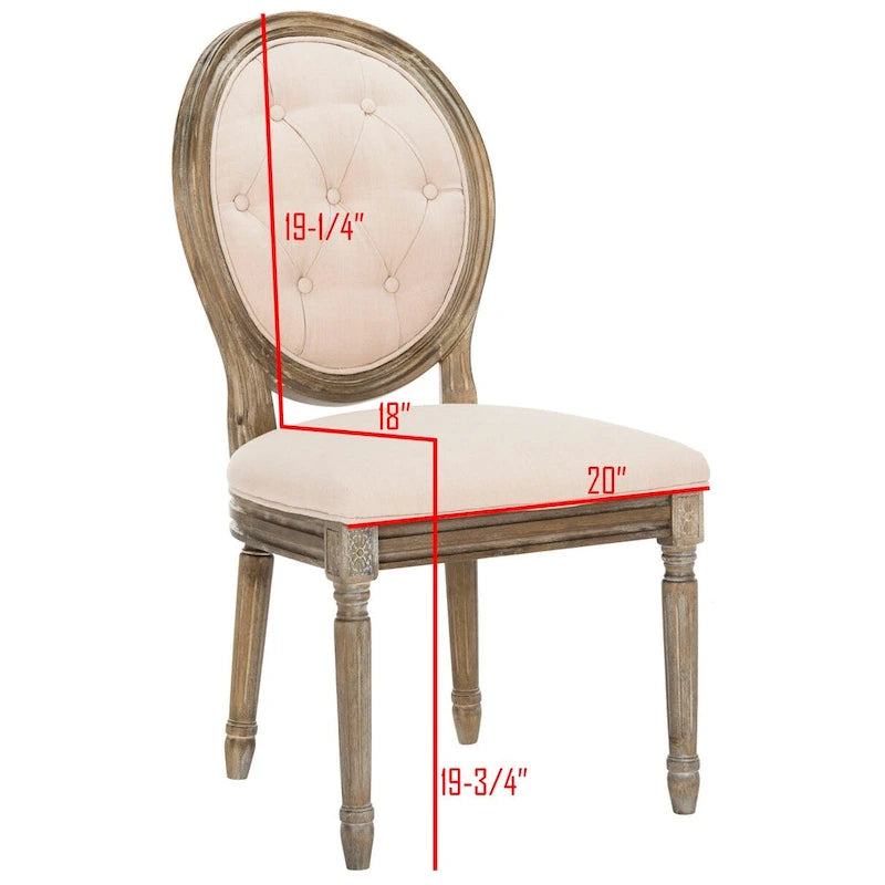 Chaises de salle à manger ovales capitonnées en chêne rustique, lot de 2