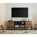 Meuble TV brun style Mid-Century, 150 cm, compatible avec téléviseurs jusqu'à 65 po