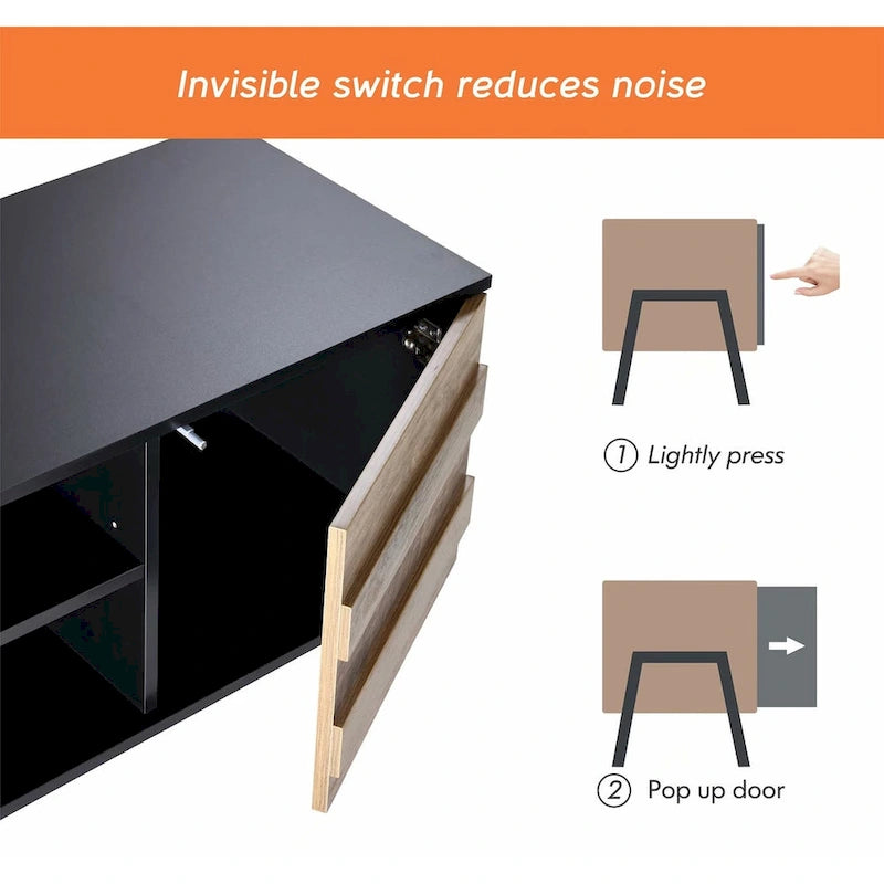 Meuble TV brun style Mid-Century, 150 cm, compatible avec téléviseurs jusqu'à 65 po