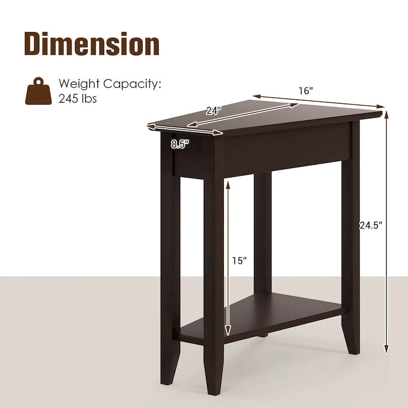 Table d'appoint blanche à 2 niveaux, table d'appoint étroite irrégulière pour 1 personne