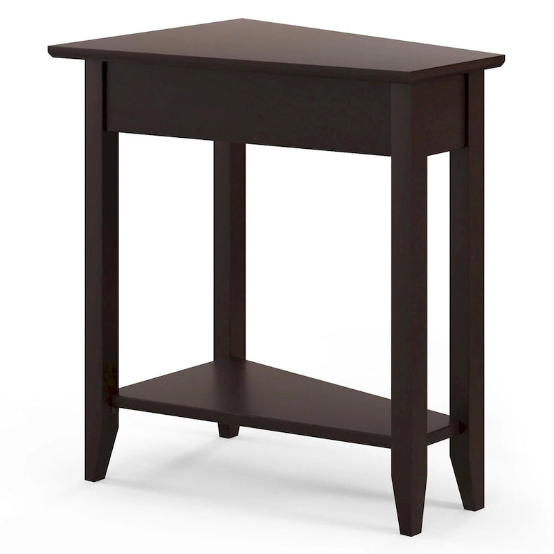 Table d'appoint blanche à 2 niveaux, table d'appoint étroite irrégulière pour 1 personne