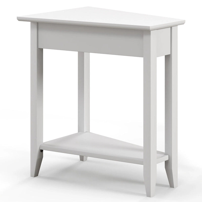Table d'appoint blanche à 2 niveaux, table d'appoint étroite irrégulière pour 1 personne
