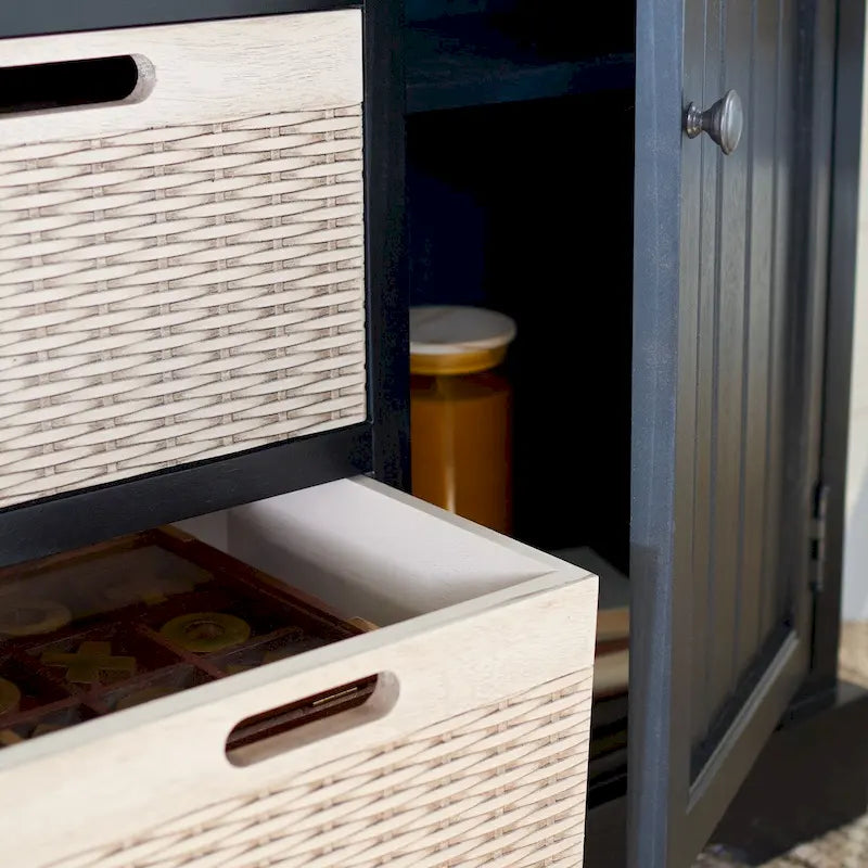 Console 2 tiroirs et 3 paniers – Style Ferme