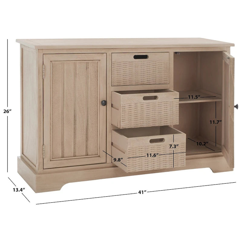 Console 2 tiroirs et 3 paniers – Style Ferme